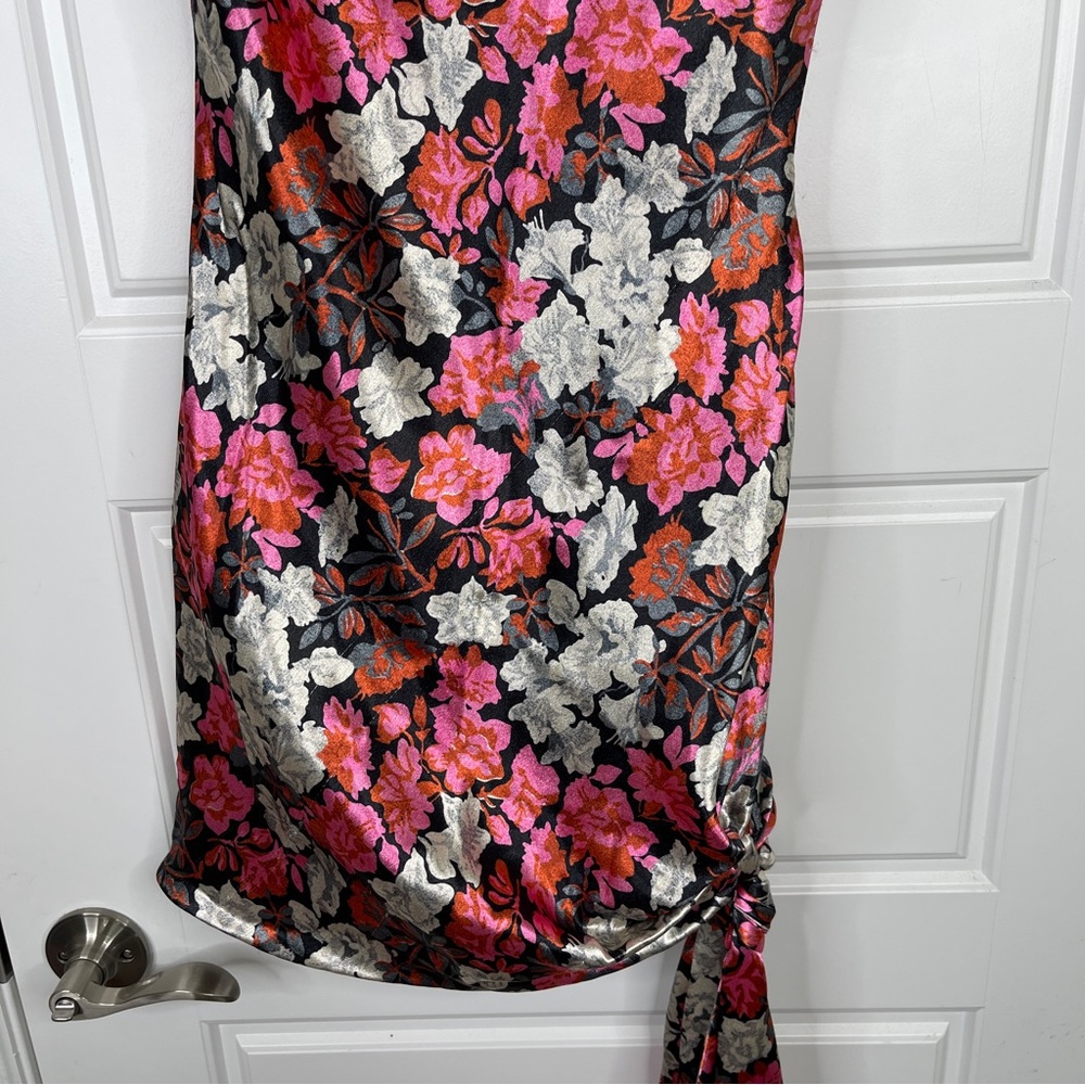 CINQ A SEPT Ryder Satin Mini Dress NEW Black Floral Multi Size 6 - Picture 5 of 16